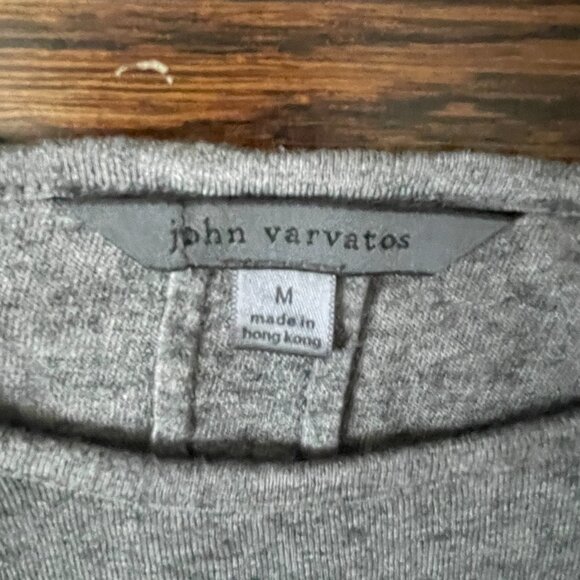 John Varvatos Men's Gray Crew Neck jersey wool blend Sweater-Medium - Picture 2 of 7